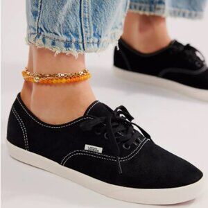 Vans Authentic Lowpro Suede Sneakers Black White Size 6 Women NWOT With Box